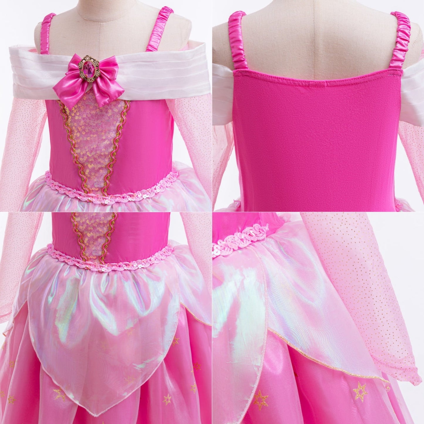 LOEL Princess Dress for Girls Sparkling Pink Princess Fancy Dresses Birthday Carnival Party Dress Up
