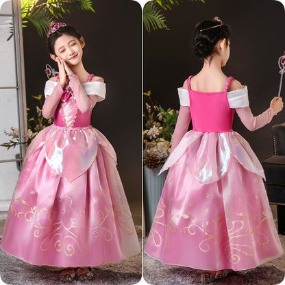 LOEL Princess Dress for Girls Sparkling Pink Princess Fancy Dresses Birthday Carnival Party Dress Up