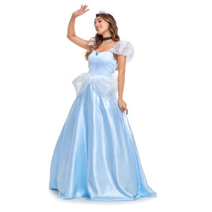 HAWEE Blue Princess Dress Up Costume Halloween Carnival Party Ball Gown for Adult Women