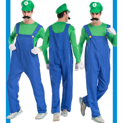 KAWELL Super Bros Costume for Adults Unisex Cap Gloves Fake Accessory Kit for Cosplay Halloween for Women Men