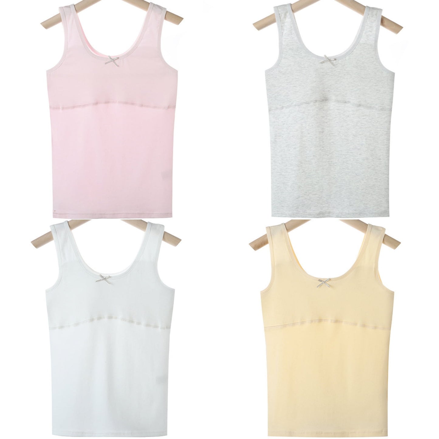 HAWEE Girls Crop Tops Undershirts Cotton Training Bra Sports Bralette Solid Vest for Kids Teens 7-14Y, 4 Pack