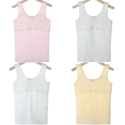HAWEE Girls Crop Tops Undershirts Cotton Training Bra Sports Bralette Solid Vest for Kids Teens 7-14Y, 4 Pack