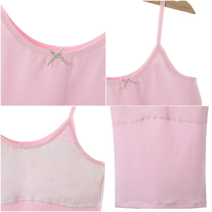 HAWEE Girls Crop Tops Undershirts Cotton Training Bra Sports Bralette Solid Vest for Kids Teens 7-14Y, 4 Pack