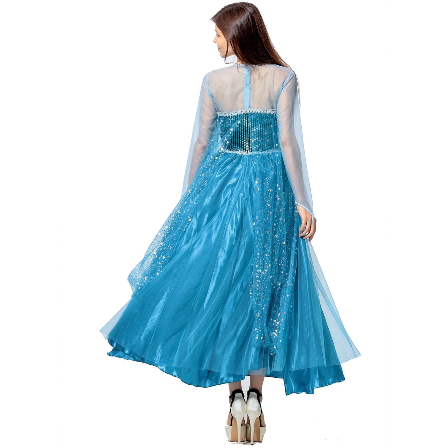 HAWEE Women Blue Costume Halloween Princess Performance Outfit Women's A-line Dress