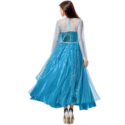 HAWEE Women Blue Costume Halloween Princess Performance Outfit Women's A-line Dress