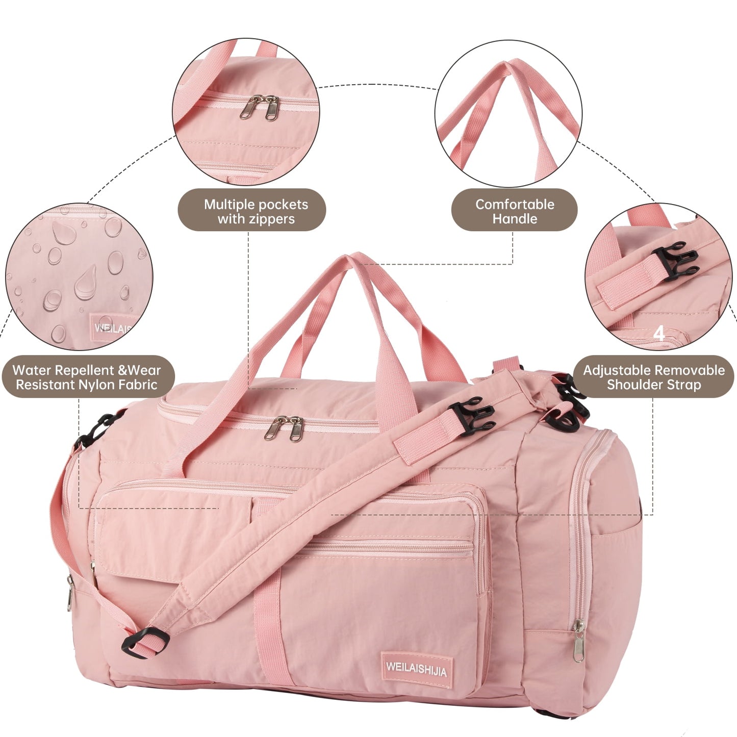 URSOFINE Sports Bag & Travel Bag Foldable, 30L Waterproof Gym Bag With Shoe Compartment For Women & Men, Hand Luggage Bag, Weekender Travelite For Gym Sports Training Bag Travel