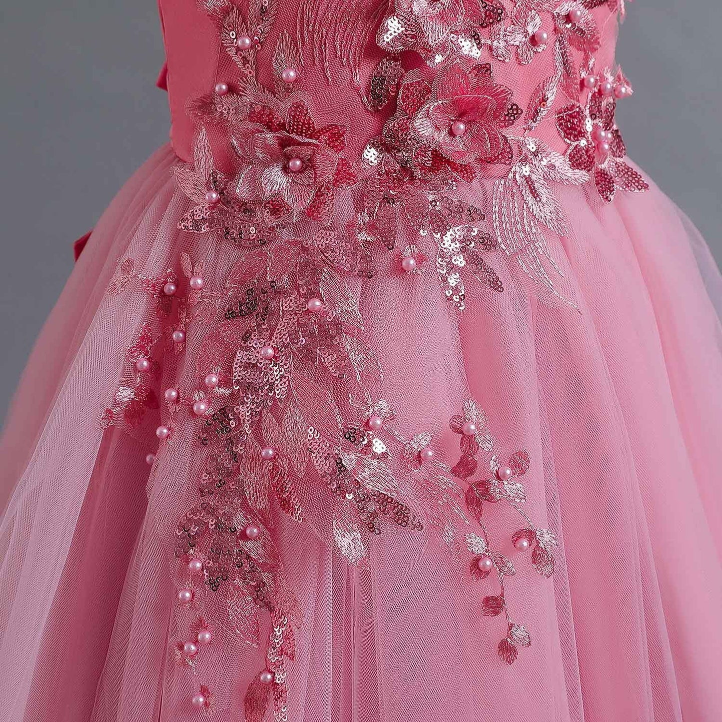 HAWEE Flower Girls Dresses Big Girls Off Shoulder Embroidered Puffy Dress Piano Costume Wedding Bridesmaid Princess Long Full Dress, Sizes 5-13Y