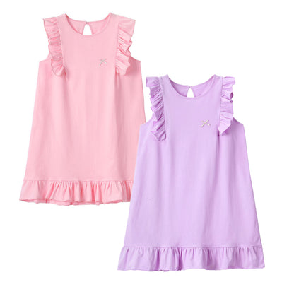 HuaAngel 2 Pieces Girls Cotton Nightgown Soft Sleeveless Night Dresses Sizes 2-12