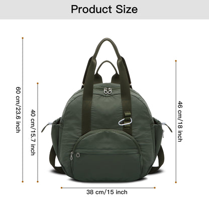 URSOFINE 2-in-1 Recycled Nylon Convertible Backpack Tote Purse for Women, Water-Resistant Handbag with Wet Pocket, Lightweight Foldable Daypack for Commute, College, Gym, and Weekend Travel