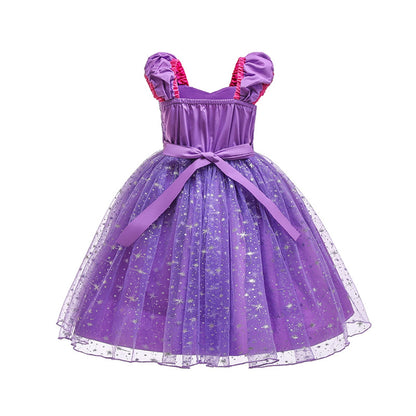 LOEL Girls Princess Dresses Birthday Cosplay Party Fairy Dress up Purple Dress