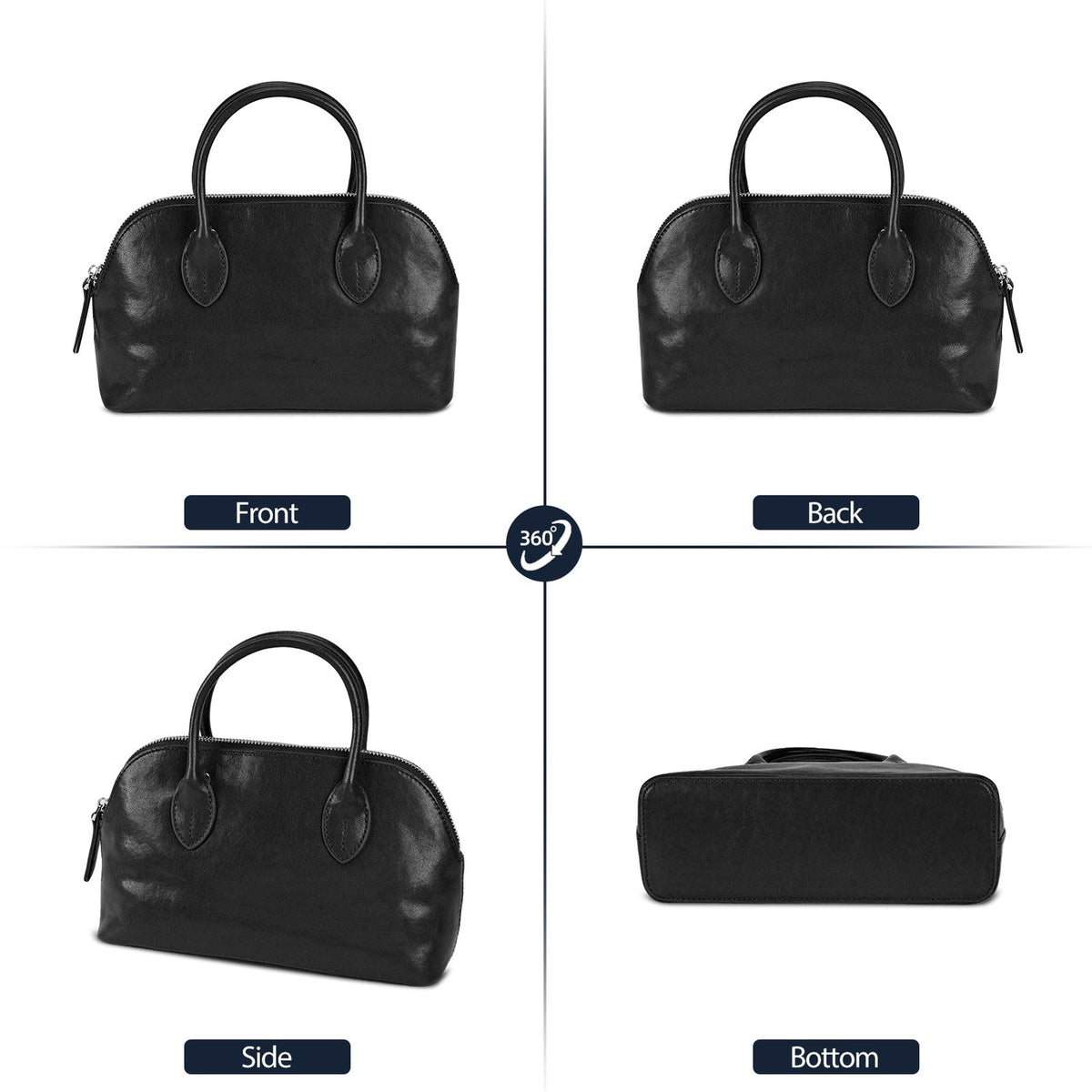 LOEL Genuine Leather Seashell Crossbody Handbag for Women - Black - view 2