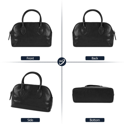 LOEL Genuine Leather Seashell Crossbody Handbag for Women - Black - view 2