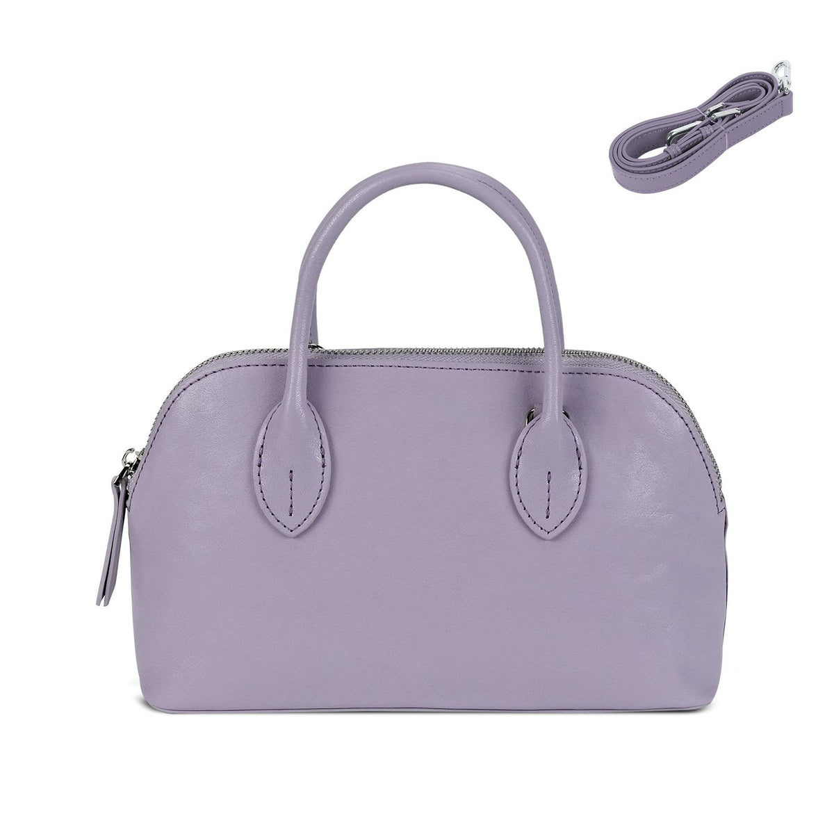 LOEL Genuine Leather Seashell Crossbody Handbag for Women - Light Purple - view 1