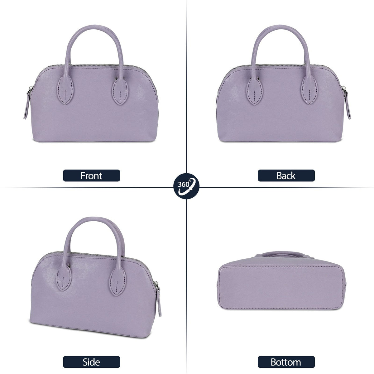 LOEL Genuine Leather Seashell Crossbody Handbag for Women - Light Purple - view 2