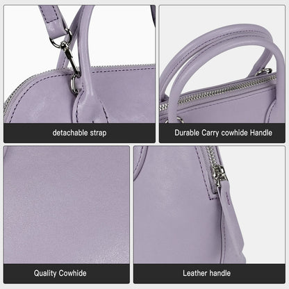 LOEL Genuine Leather Seashell Crossbody Handbag for Women - Light Purple - view 5