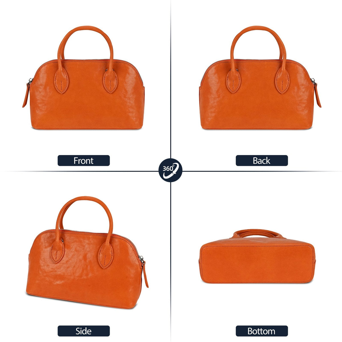 LOEL Genuine Leather Seashell Crossbody Handbag for Women - Orange - view 2