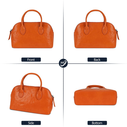 LOEL Genuine Leather Seashell Crossbody Handbag for Women - Orange - view 2
