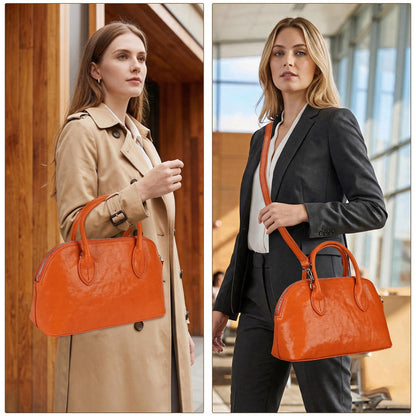 LOEL Genuine Leather Seashell Crossbody Handbag for Women - Orange - view 4
