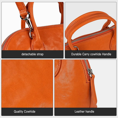 LOEL Genuine Leather Seashell Crossbody Handbag for Women - Orange - view 5