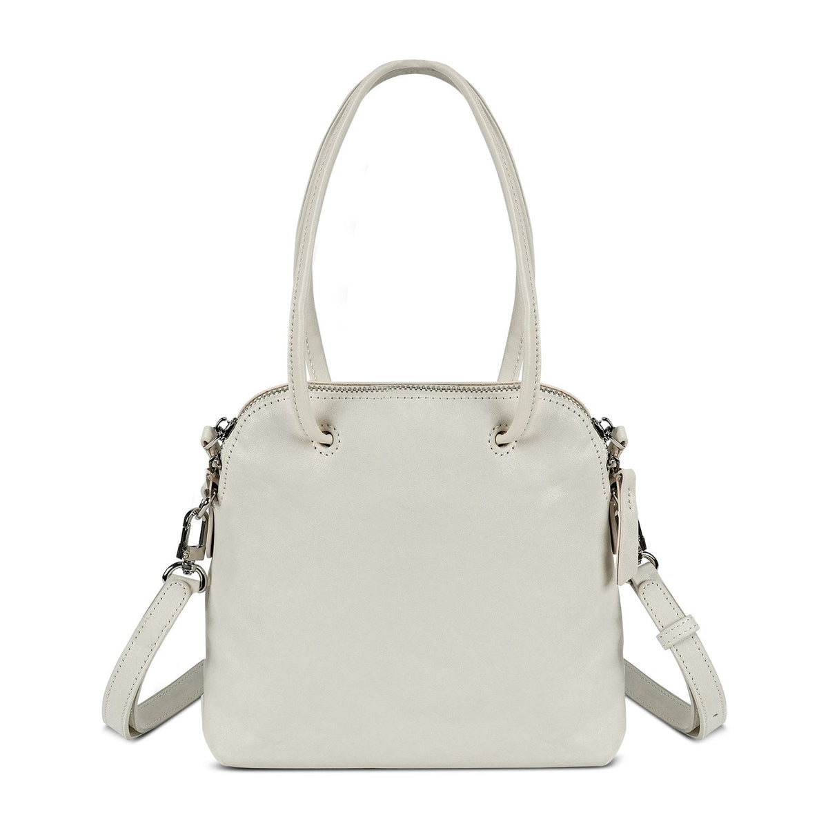 LOEL Genuine Leather Classic Shell Top-Handle Bag for Women - White - view 1