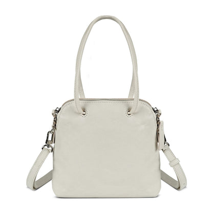 LOEL Genuine Leather Classic Shell Top-Handle Bag for Women - White - view 1