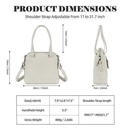 LOEL Genuine Leather Classic Shell Top-Handle Bag for Women - White - view 5