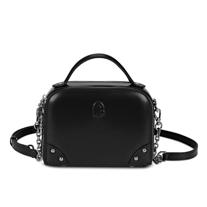 LOEL Genuine Leather Structured Mini Top-Handle Bag for Women - Black - view 1