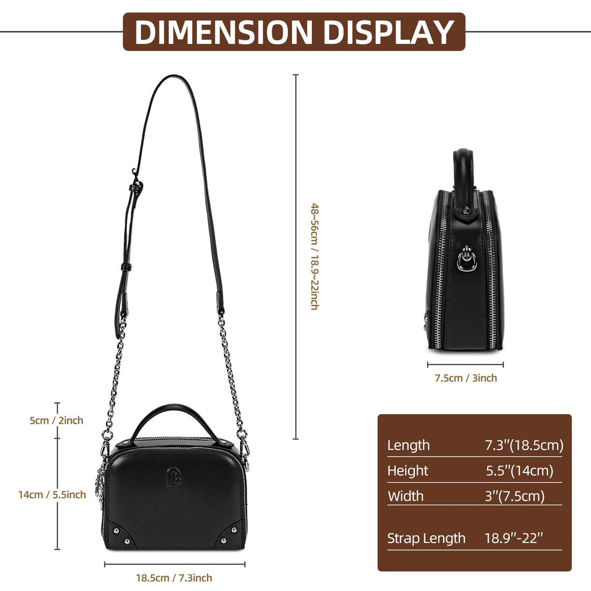 LOEL Genuine Leather Structured Mini Top-Handle Bag for Women - Black - view 4