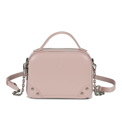 LOEL Genuine Leather Structured Mini Top-Handle Bag for Women - Pink - view 1
