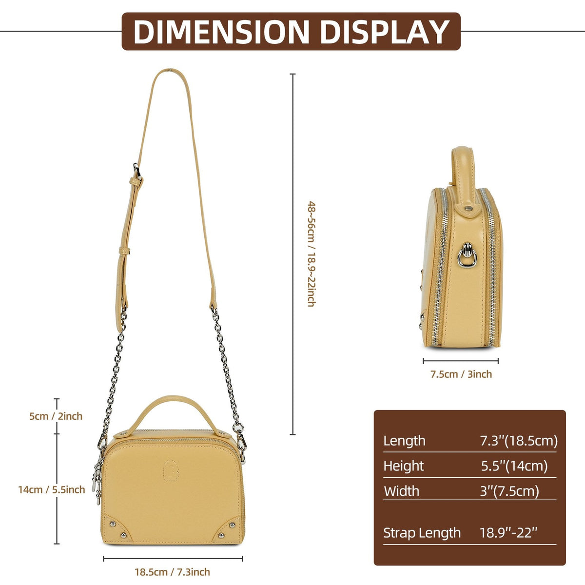 LOEL Genuine Leather Structured Mini Top-Handle Bag for Women - Yellow - view 4