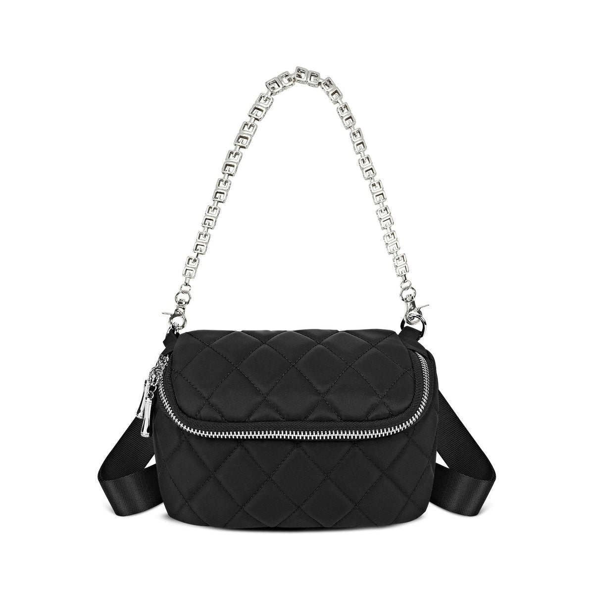 LOEL Quilted Chain Crossbody Chest Bag for Women - Black - view 1