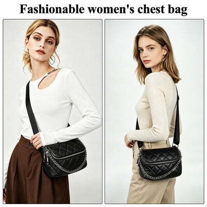 LOEL Quilted Chain Crossbody Chest Bag for Women - Black - view 2