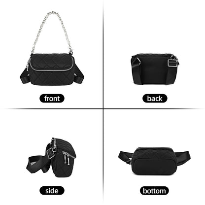LOEL Quilted Chain Crossbody Chest Bag for Women - Black - view 4