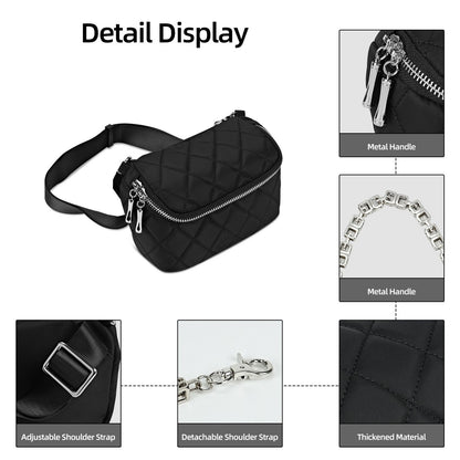 LOEL Quilted Chain Crossbody Chest Bag for Women - Black - view 5