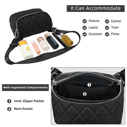 LOEL Quilted Chain Crossbody Chest Bag for Women - Black - view 6