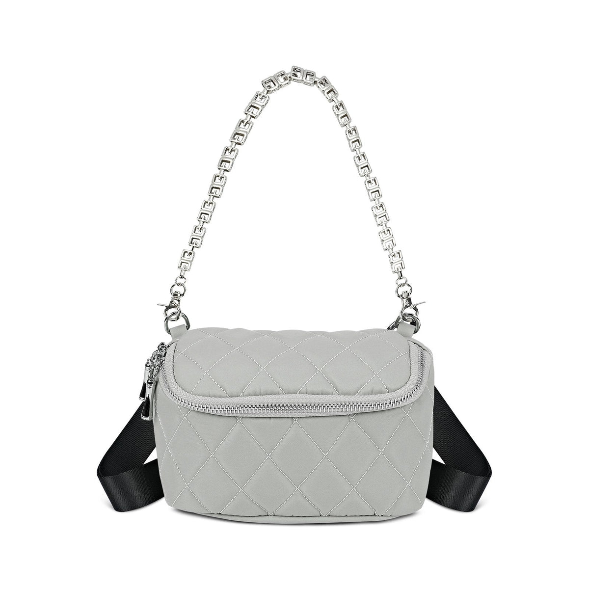 LOEL Quilted Chain Crossbody Chest Bag for Women - Gray - view 1