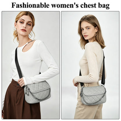 LOEL Quilted Chain Crossbody Chest Bag for Women - Gray - view 2