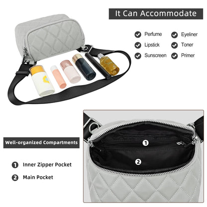 LOEL Quilted Chain Crossbody Chest Bag for Women - Gray - view 6