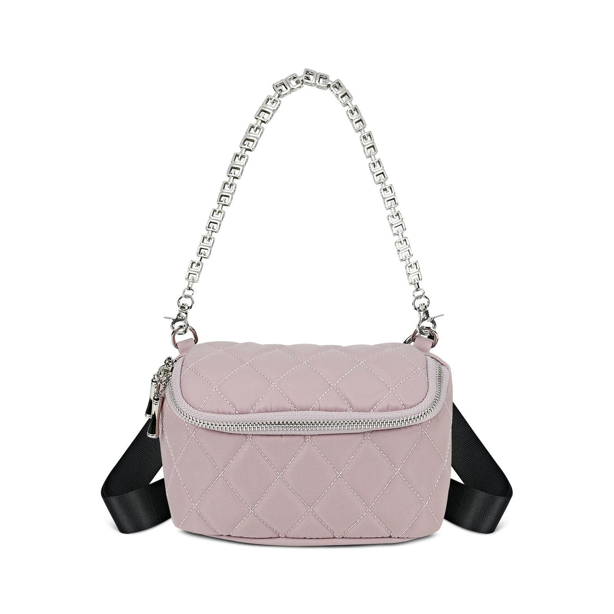 LOEL Quilted Chain Crossbody Chest Bag for Women - Pink - view 1