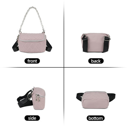 LOEL Quilted Chain Crossbody Chest Bag for Women - Pink - view 4