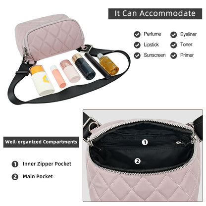 LOEL Quilted Chain Crossbody Chest Bag for Women - Pink - view 6