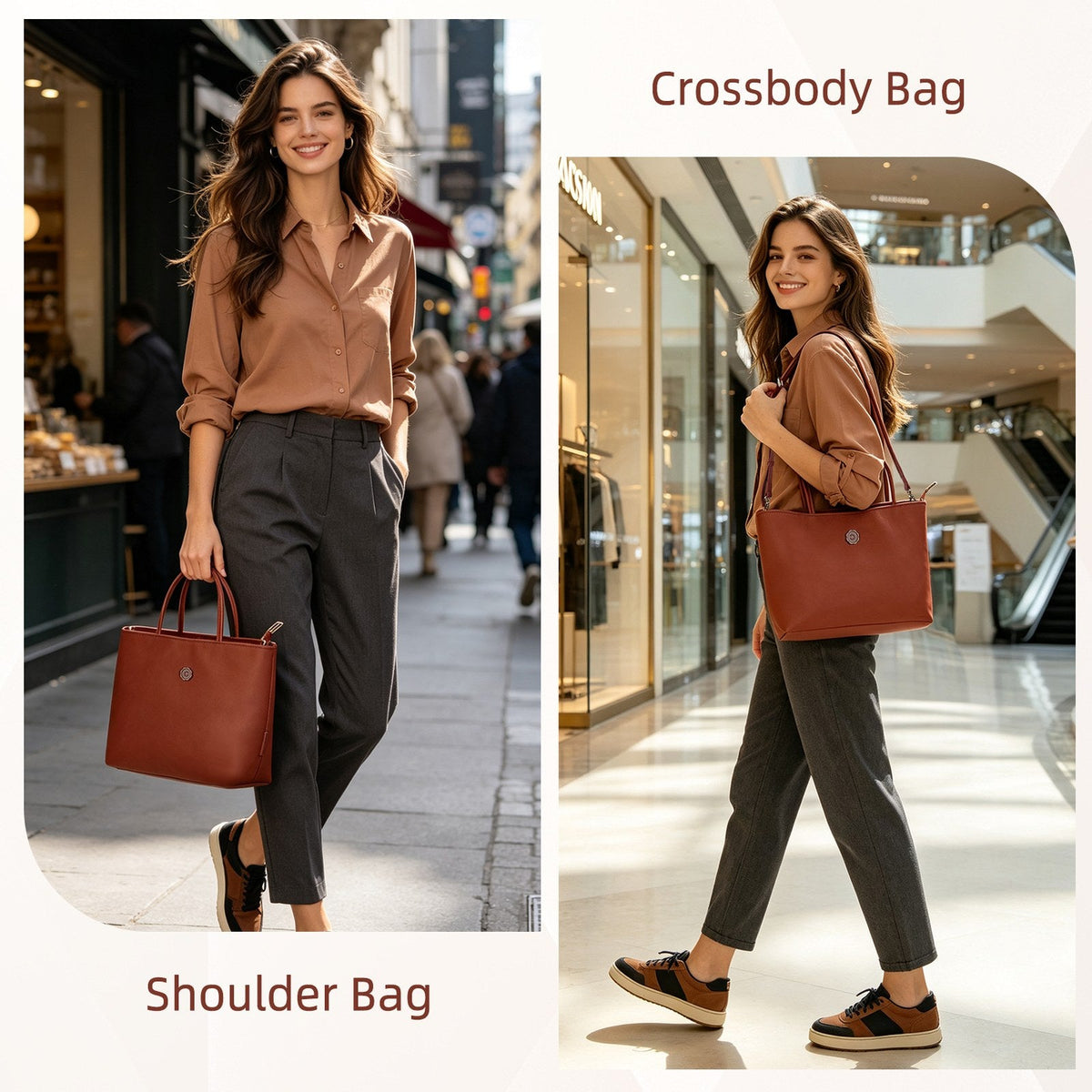 LOEL Premium Small Top-Handle Crossbody Bag for Women - Maroon - view 2