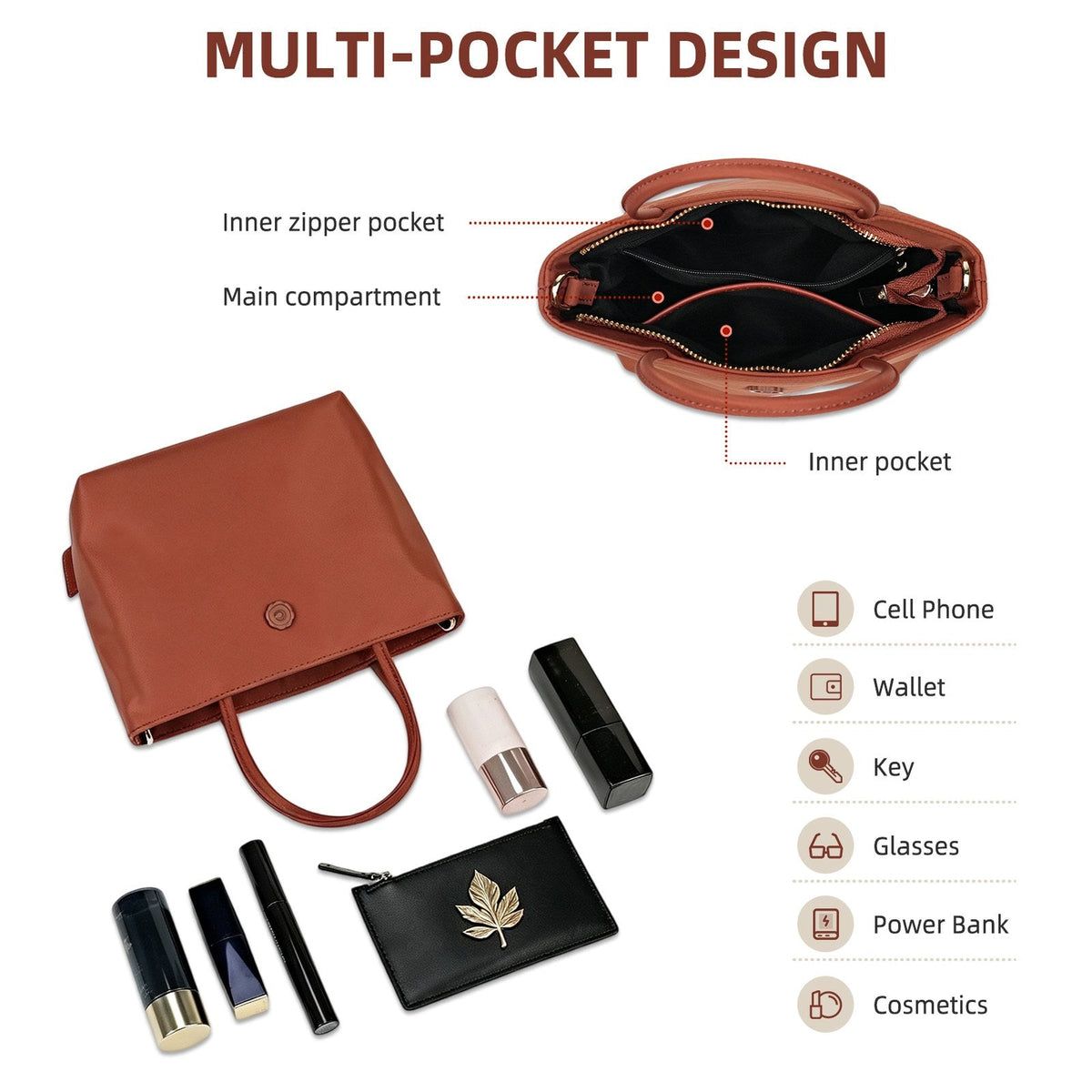 LOEL Premium Small Top-Handle Crossbody Bag for Women - Maroon - view 6