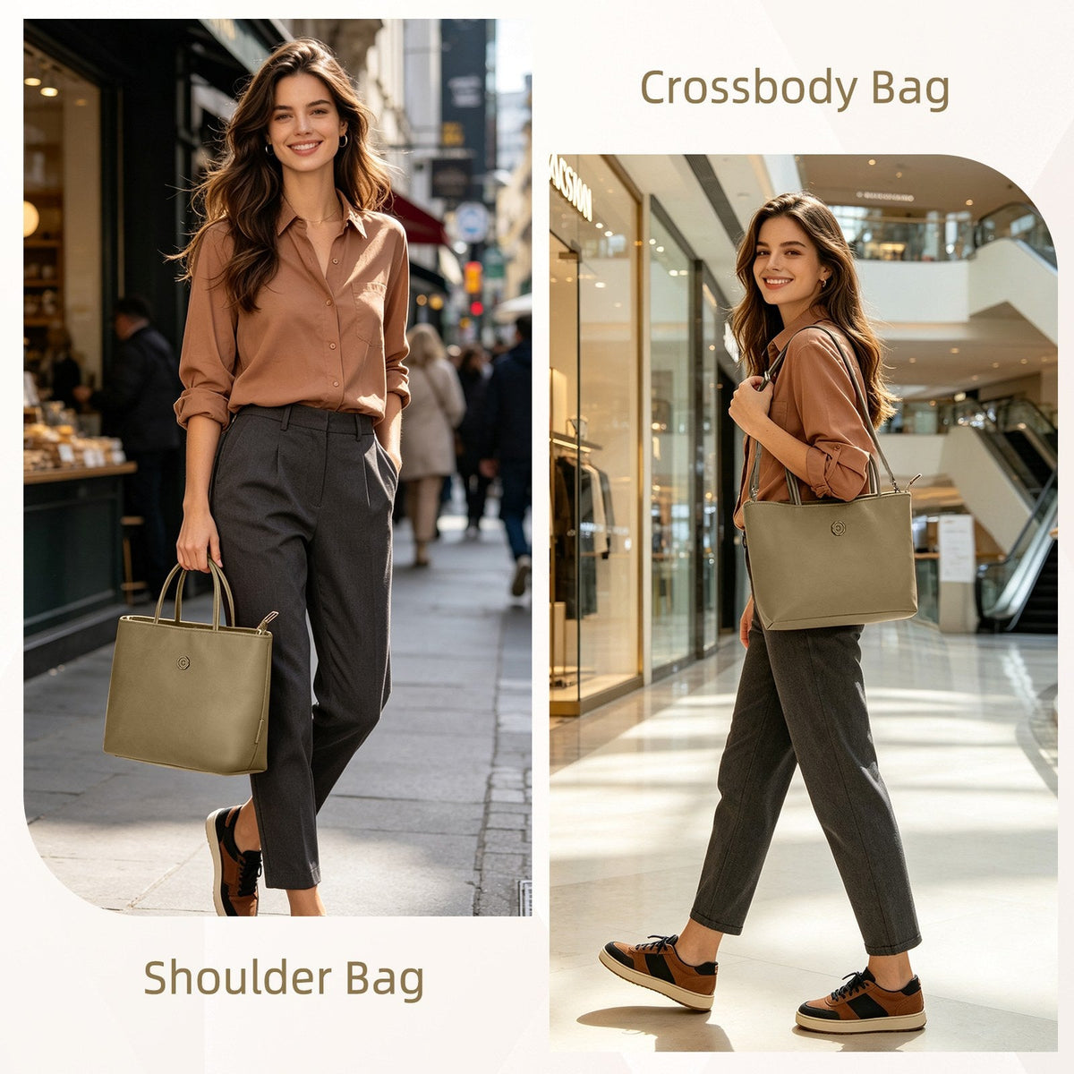 LOEL Premium Small Top-Handle Crossbody Bag for Women - Milk Tea - view 2