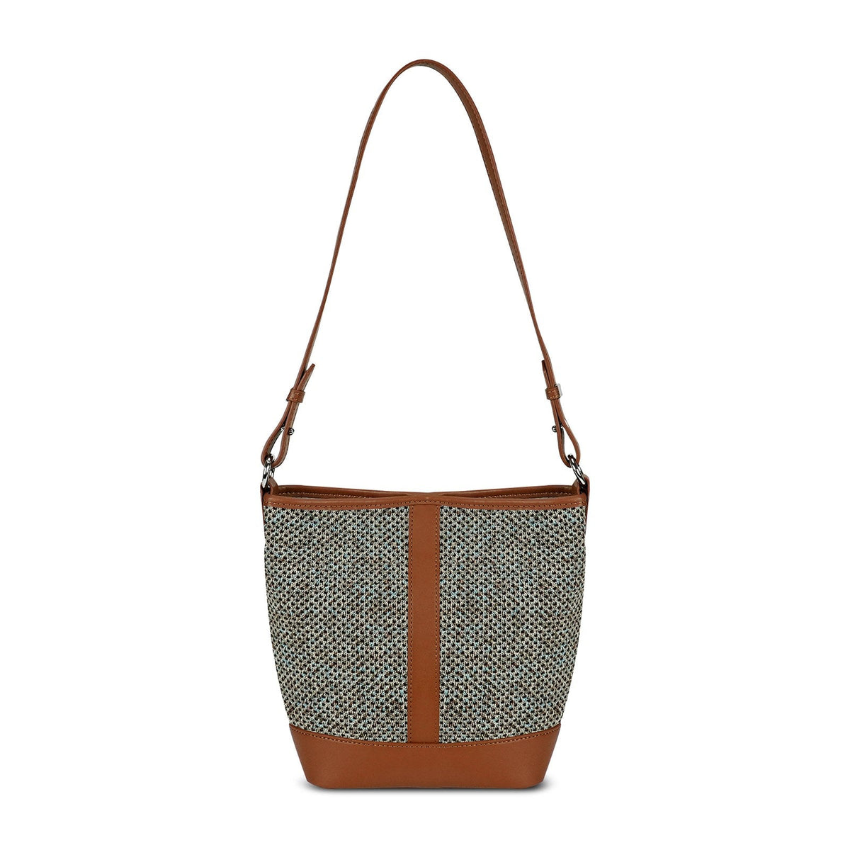 LOEL PU Leather Color-Block Bucket Bag for Women - Green - view 1