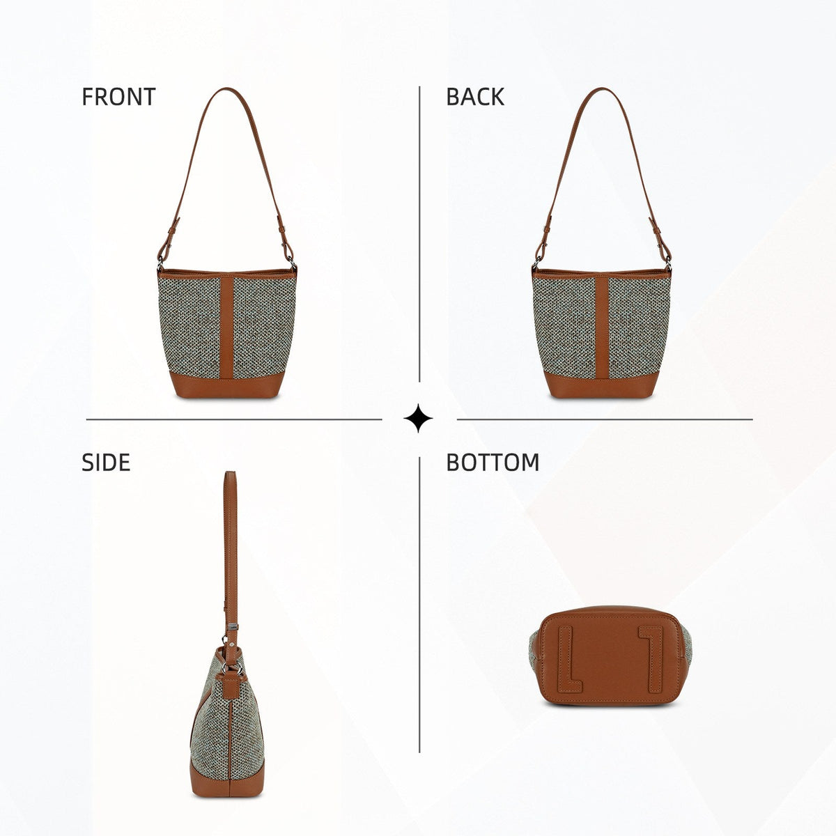 LOEL PU Leather Color-Block Bucket Bag for Women - Green - view 3