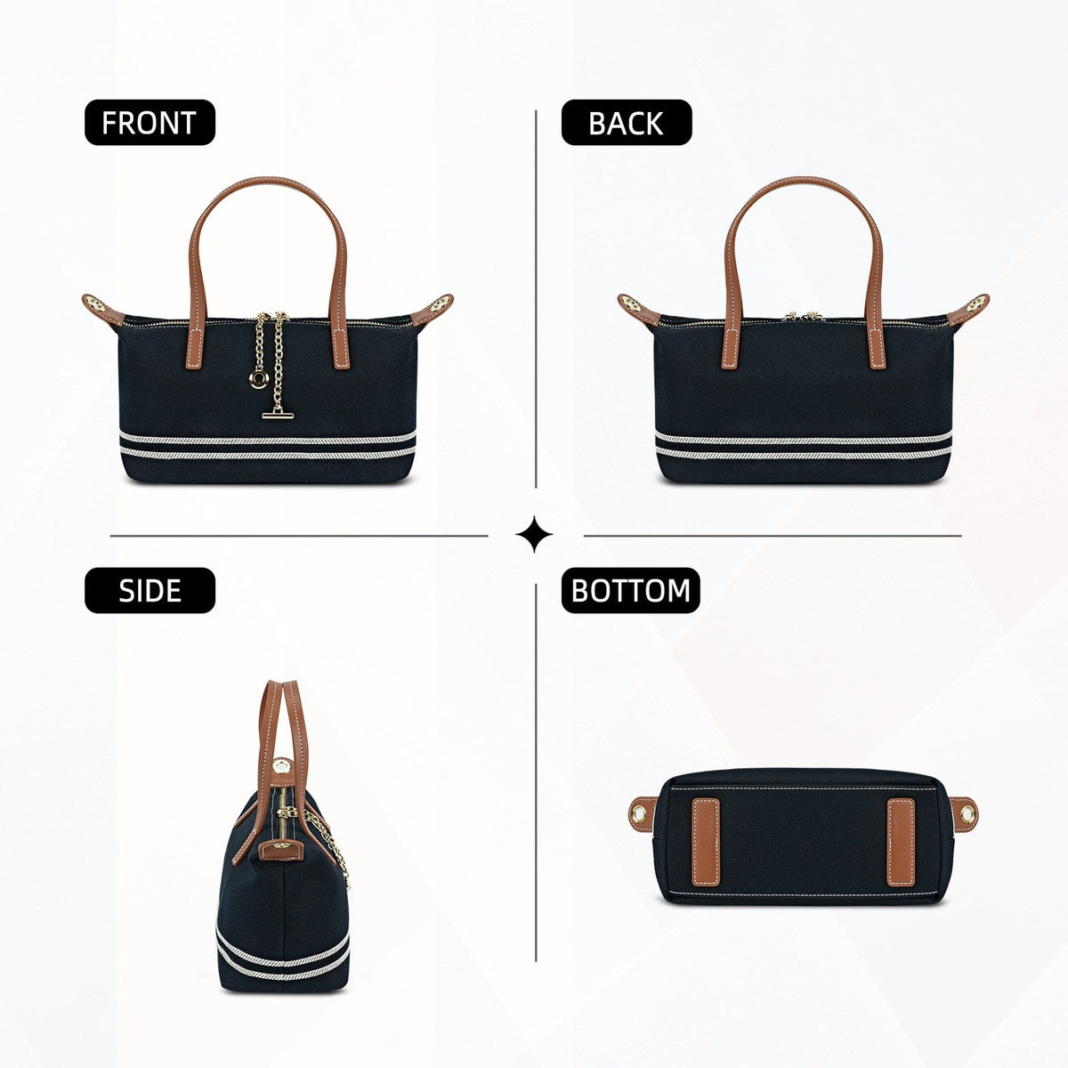 LOEL Brown PU and Blue Denim Top-Handle Crossbody Bag - Blue - view 3