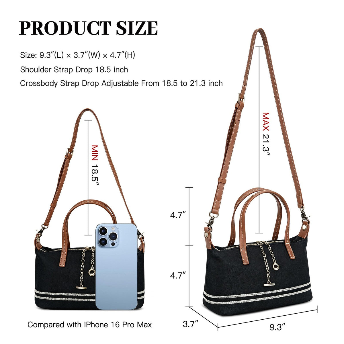 LOEL Brown PU and Blue Denim Top-Handle Crossbody Bag - Blue - view 4