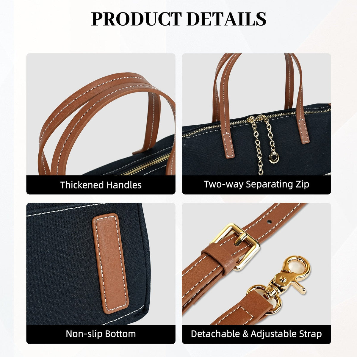 LOEL Brown PU and Blue Denim Top-Handle Crossbody Bag - Blue - view 5