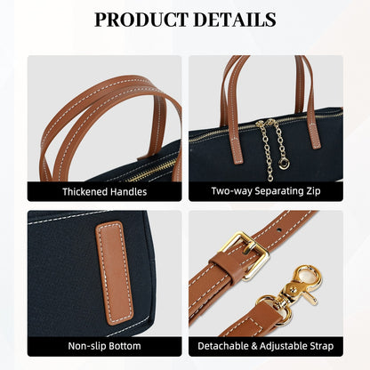 LOEL Brown PU and Blue Denim Top-Handle Crossbody Bag - Blue - view 5